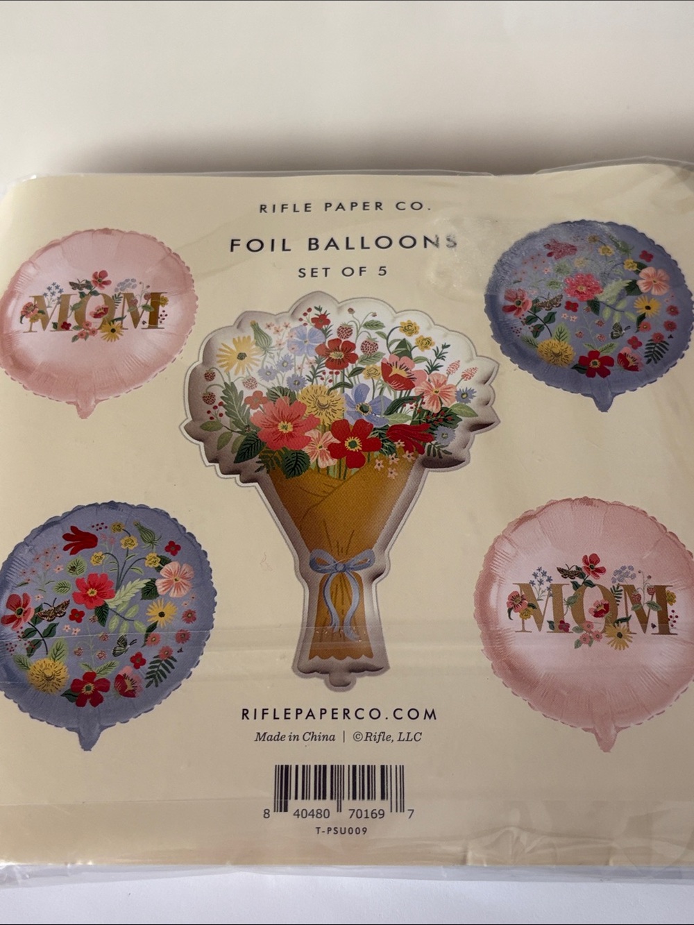 Rifle Paper Co. MOM Floral Foil Balloons Set - Pink & Blue new sealed w/weight